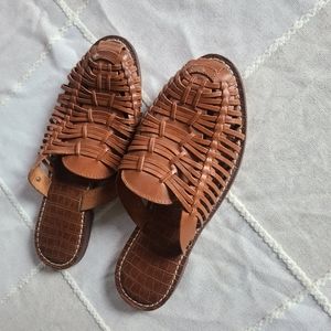 Brown Woven Sma Edelman Mules